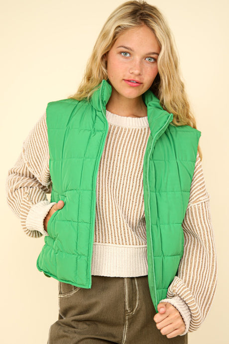 What You Need Puffer Vest in Kelly Green