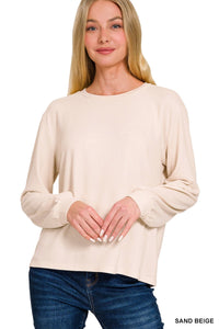 Take Me Home for Christmas Soft Melange Top in Sand Beige