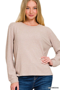 Take Me Home for Christmas Soft Melange Top in Ash Mocha