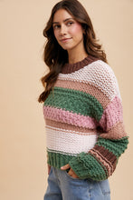 Load image into Gallery viewer, On a Holidate Color Block Stripe Sweater in Pink Multi