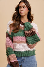 Load image into Gallery viewer, On a Holidate Color Block Stripe Sweater in Pink Multi