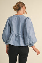 Load image into Gallery viewer, Happy Accidents Bow Peplum 3/4 Sleeve Blouse