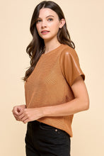 Load image into Gallery viewer, Baby I&#39;m Back Leather Sleeve Top