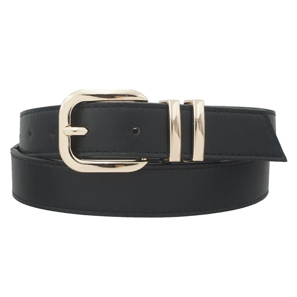 Modern Me Rounded Rectangle Buckle Belt in Black/Gold