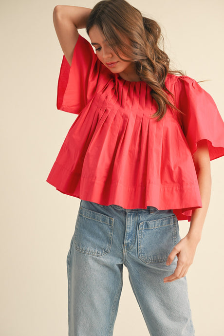 Where Do You Wanna Go Pleated SS Top