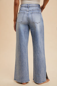 Take My Hand Waist Strap Side Slit Jeans