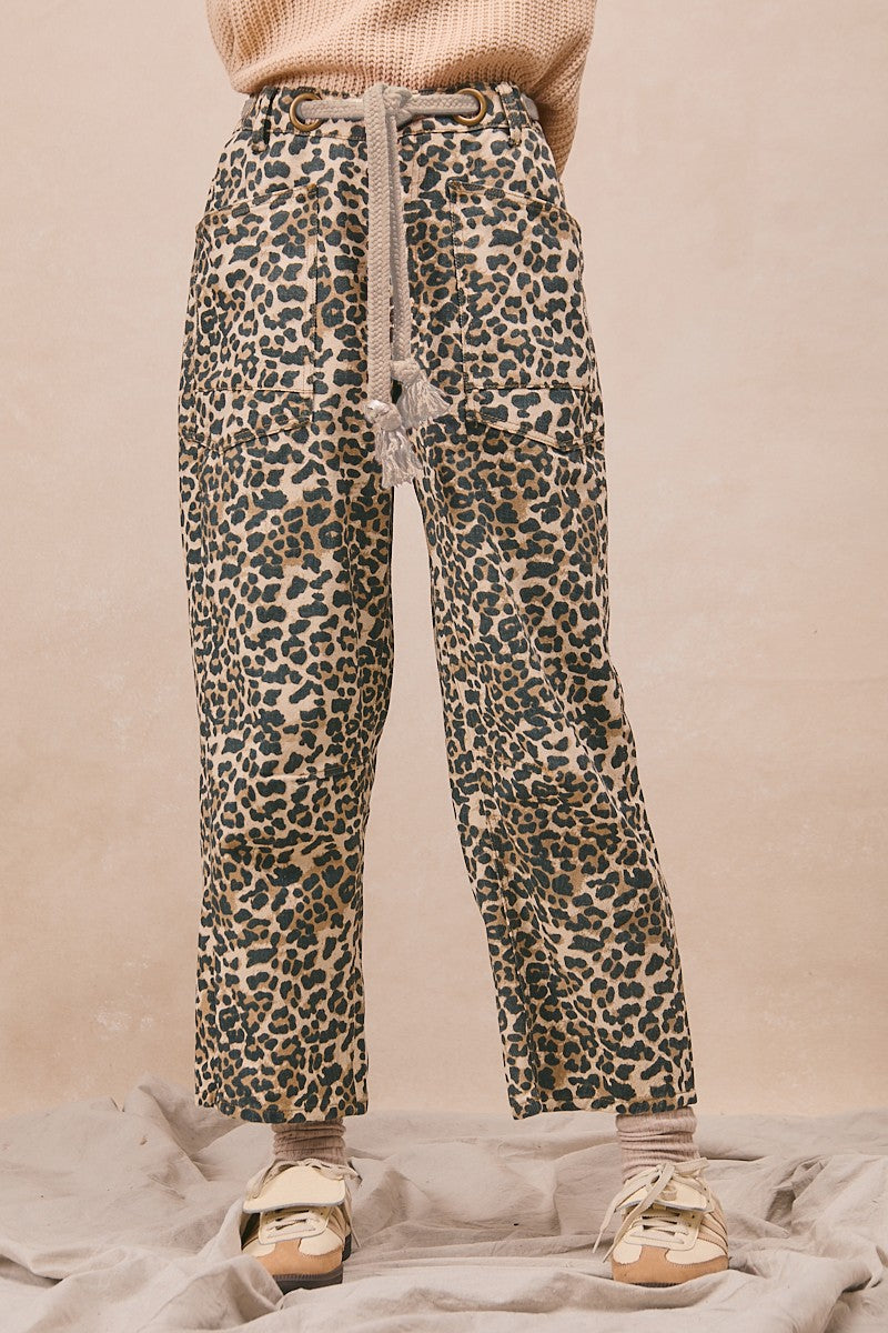 Cross My Heart Belted Leopard Pants