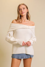 Load image into Gallery viewer, With Me Twist Foldover Off-Shoulder Sweater in Cream
