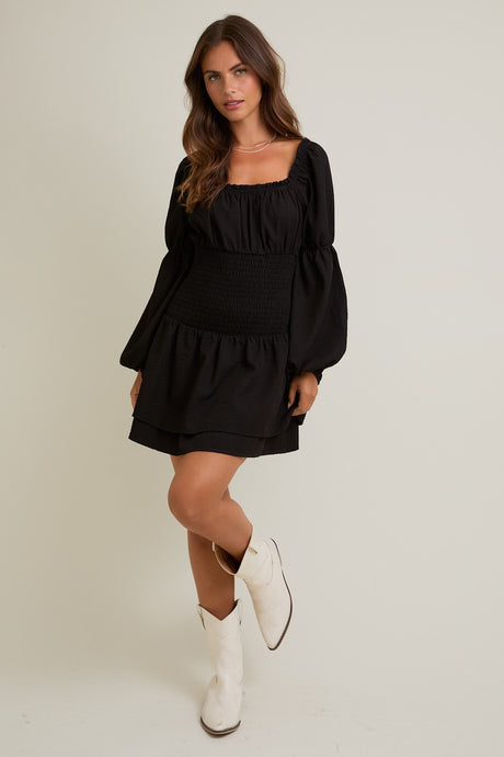 Nothing But Trouble Square Neck LS Dress
