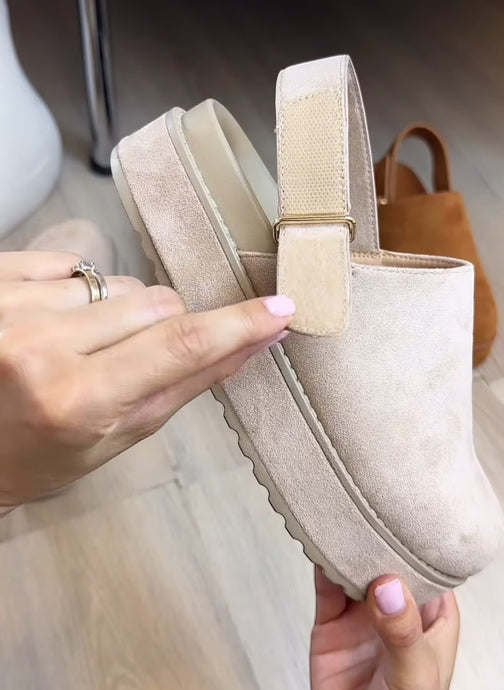 Let's Go Girls Slingback Clogs in Beige