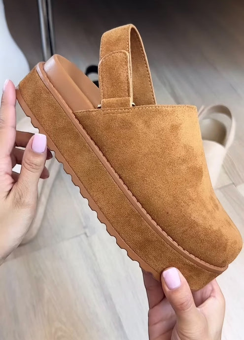 Let's Go Girls Slingback Clogs in Tan