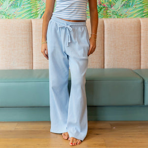Lulu Mac Waffle Pants in Light Blue