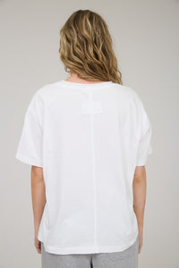 Never Looking Back V-Neck SS Knit Top in White