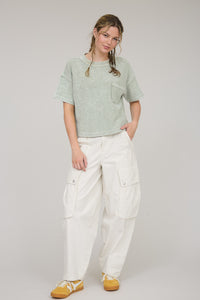 I've Been Everywhere Ribbed SS Top in Light Olive
