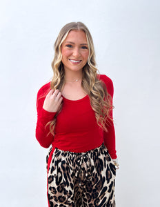 Let's Get Going Leopard Straight Pants With Red Stripes