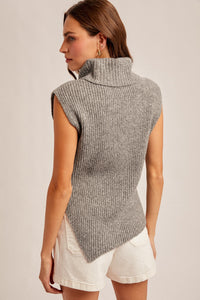 She Said High Neck Asymmetrical Sweater Vest Top