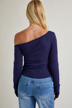 Load image into Gallery viewer, So What Asymmetrical LS Top in Navy