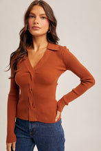 Load image into Gallery viewer, Full Heart Front Twist Collard Sweater Knit Top