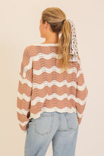 Load image into Gallery viewer, I Still Get Wavy Textured Knit Sweater in Taupe/White
