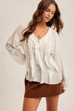 Load image into Gallery viewer, Calling In V-Neck Ruffle LS Blouse