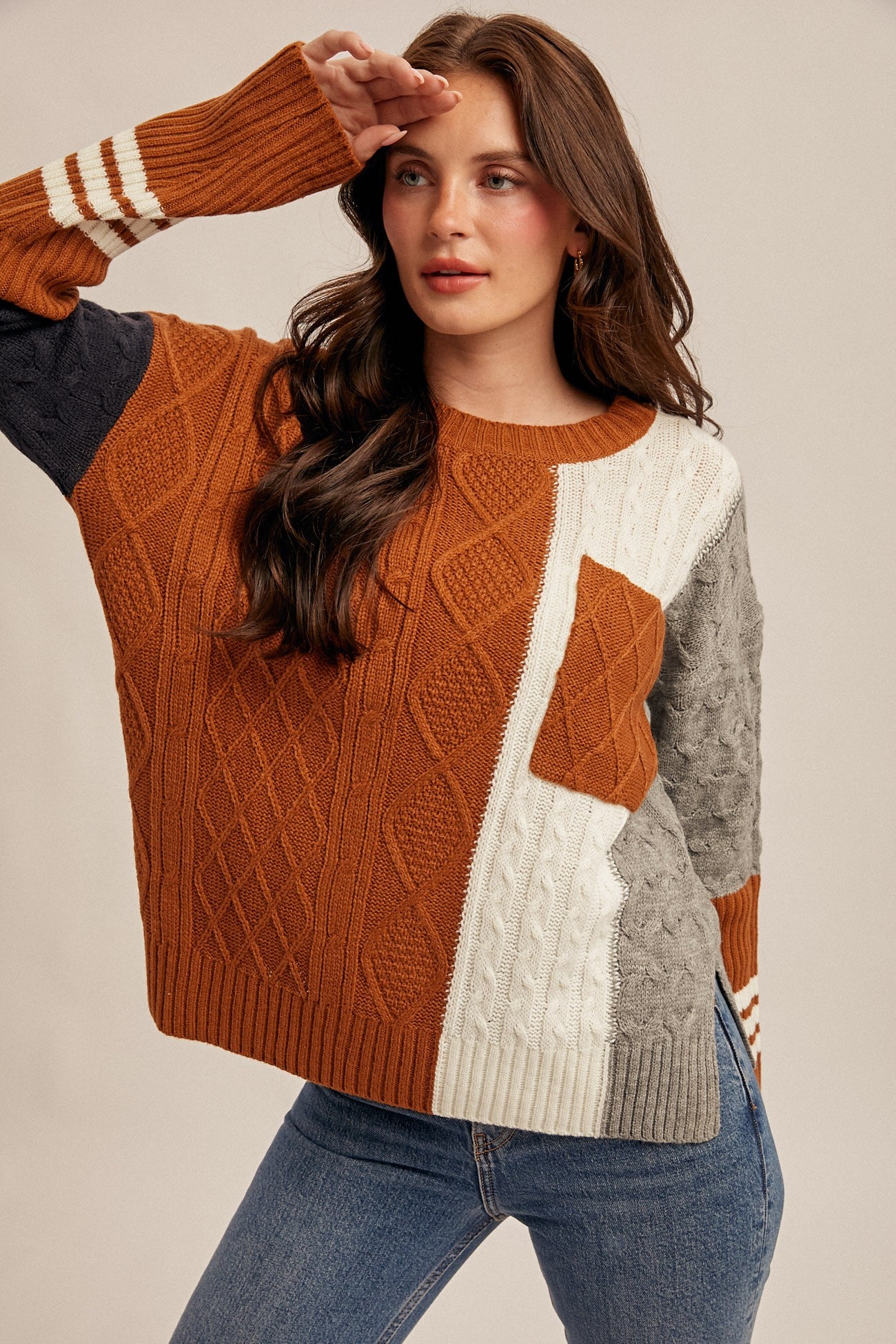 Turning Left Color Block Sweater