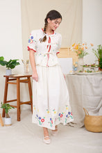 Load image into Gallery viewer, Looking Like A Star Embroidered Tie Puff Trim Top