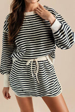 Load image into Gallery viewer, Missy Stripe Textured Pullover Top/Skirt Set in Black
