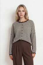 Load image into Gallery viewer, Can't Love You Stripe Drop Shoulder Knit Cardigan in Dark Brown
