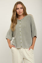 Load image into Gallery viewer, The Words You Say SS Rolled Edge Cardigan in Lt Olive