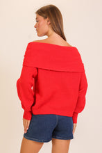 Load image into Gallery viewer, With Me Twist Foldover Off-Shoulder Sweater in Red
