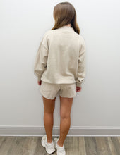 Load image into Gallery viewer, Lulu Mac Stitch Mockneck Terry Cloth Sweatshirt in Sand