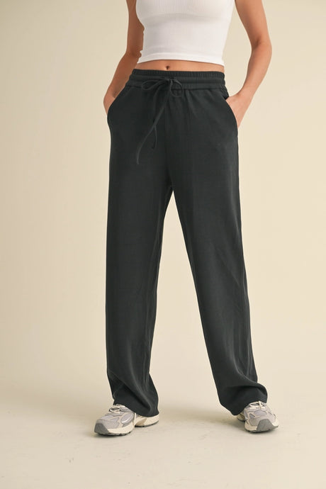 Just Because Soft Air Scuba Wide Leg Pants in Black