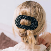 Load image into Gallery viewer, Teleties Large Flat Round Clip Jet Black Quilted