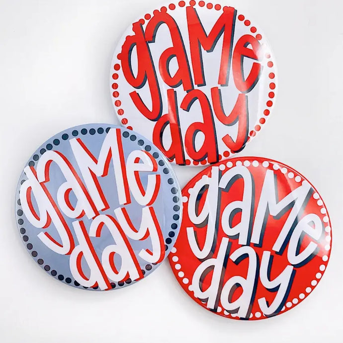 Polka Dots Grey Game Day Button