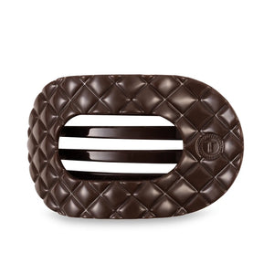 Teleties Large Flat Round Clip Truly Taupe Quilted