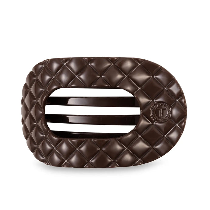 Teleties Large Flat Round Clip Truly Taupe Quilted