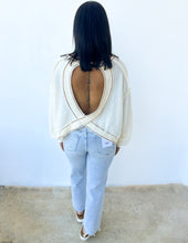 Load image into Gallery viewer, Modern Girls Open Back Reverse Stitched Sweater in Cream