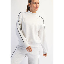 Load image into Gallery viewer, So Is This Modal Scuba Two Stripe Piping Top in Lt.Heather Grey