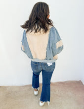 Load image into Gallery viewer, Could&#39;ve Been Her Denim and Fleece Zip Up Hoodie in Oatmeal