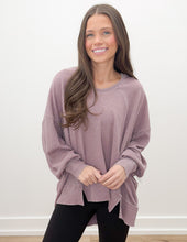 Load image into Gallery viewer, Don't Really Care Waffle Knit Oversized LS Top in Rose Taupe