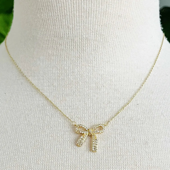 Simply Shine Gold Bow Necklace