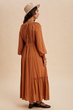 Load image into Gallery viewer, You Never Know Gathered LS Maxi Dress