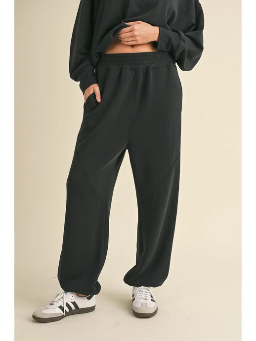 Feel The Thunder Scuba Low Rise Joggers in Black