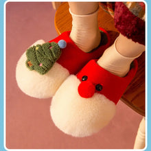 Load image into Gallery viewer, Rocking Around the Christmas Tree Fuzzy Slippers Red