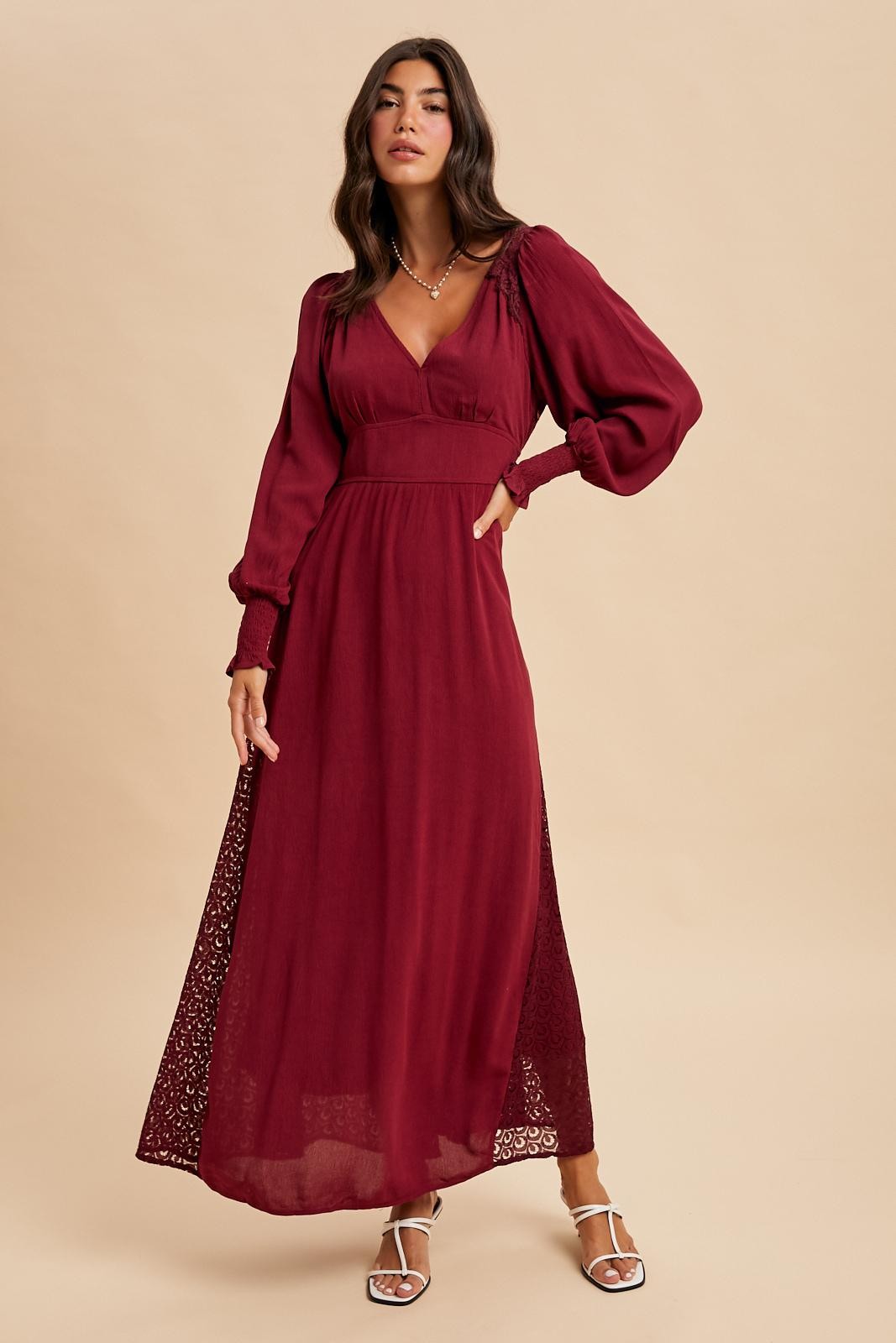Ain't No Way Lace Panel V-Neck Maxi Dress