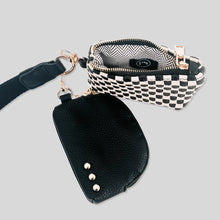 Load image into Gallery viewer, Pretty Simple Wonderlust Woven Dual Pouch Wristlet in Tan Checkered