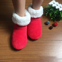 Load image into Gallery viewer, Warm &amp; Cozy Sock Slippers in Red