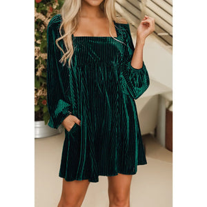 My Favorite Holiday Velvet Babydoll Dress