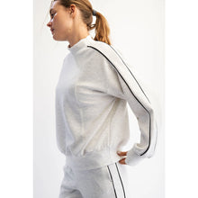Load image into Gallery viewer, So Is This Modal Scuba Two Stripe Piping Top in Lt.Heather Grey