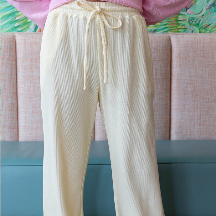 Lulu Mac Waffle Pants in Butter
